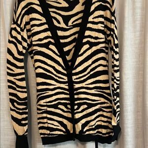 Express Black and Cream Cardigan with Zebra Print